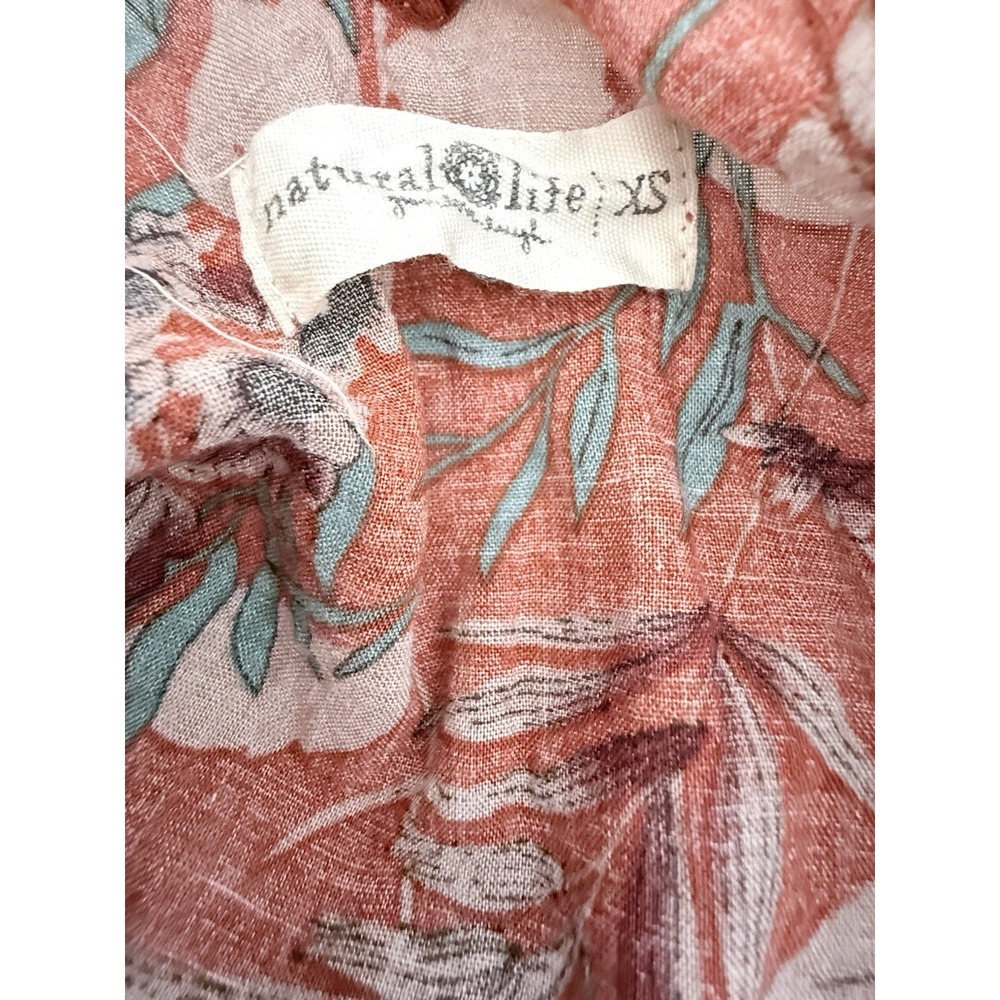 Natural Life Riley Maxi Dress Women XS Floral Boho Tiered Rust Turquoise - Picture 5 of 6